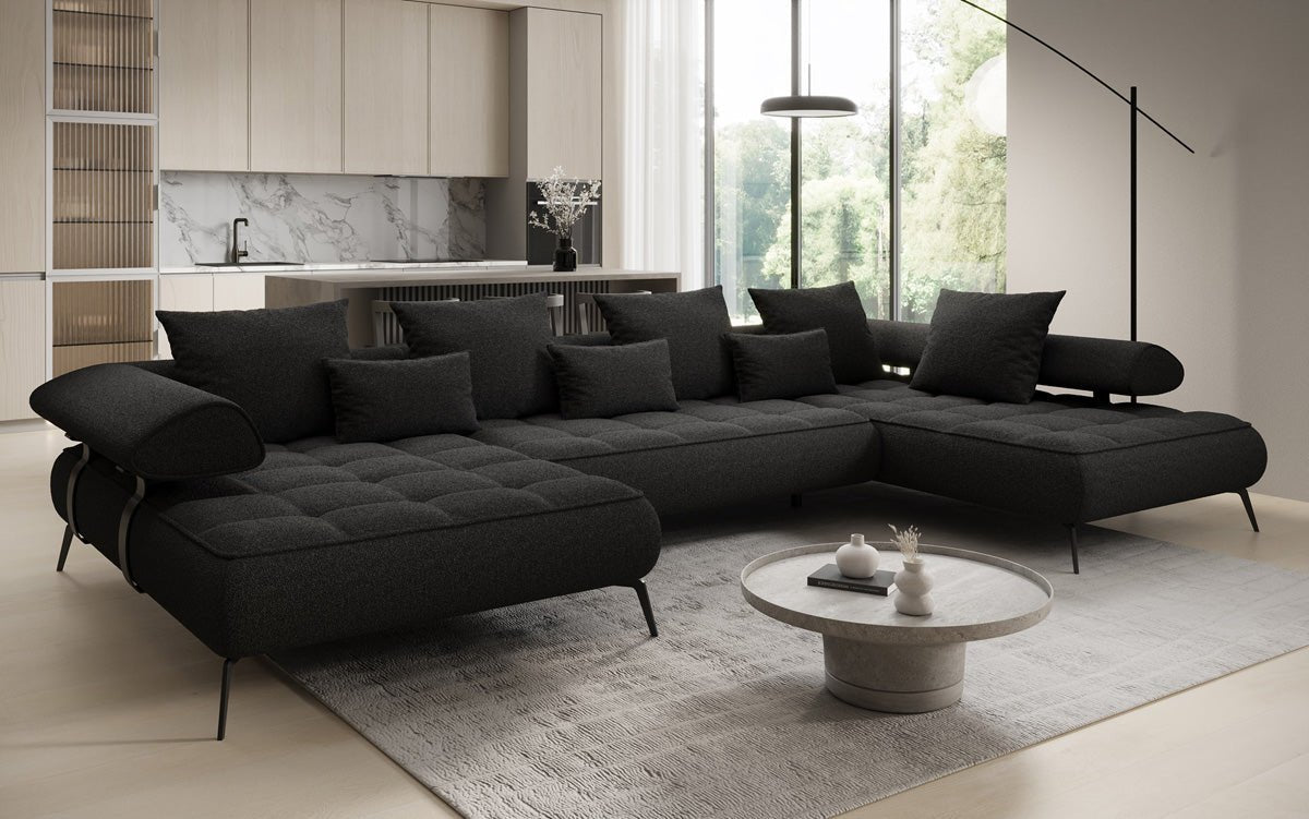 Designer U Sofa Sydney Bouclé mit elektrischer Schlaffunktion