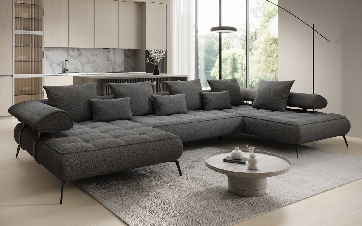 Designer U Sofa Sydney Bouclé mit elektrischer Schlaffunktion