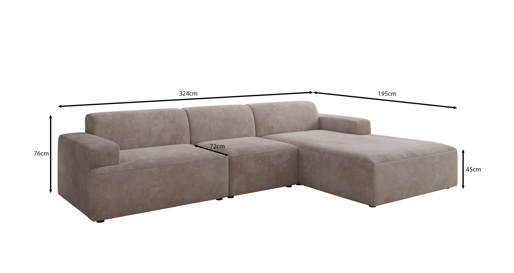 Designer Sofa Monza L Maxi in Cord