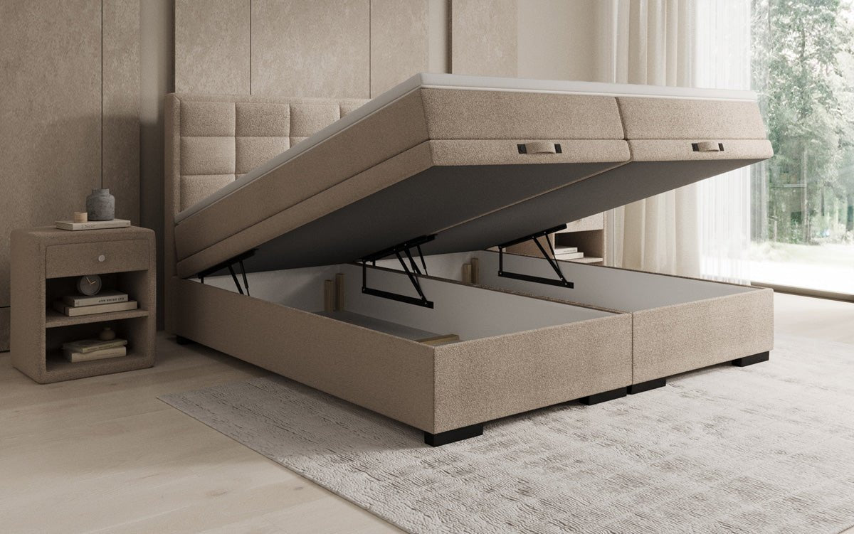 Boxspringbett Alessia mit Stauraum in Teddy Bouclé