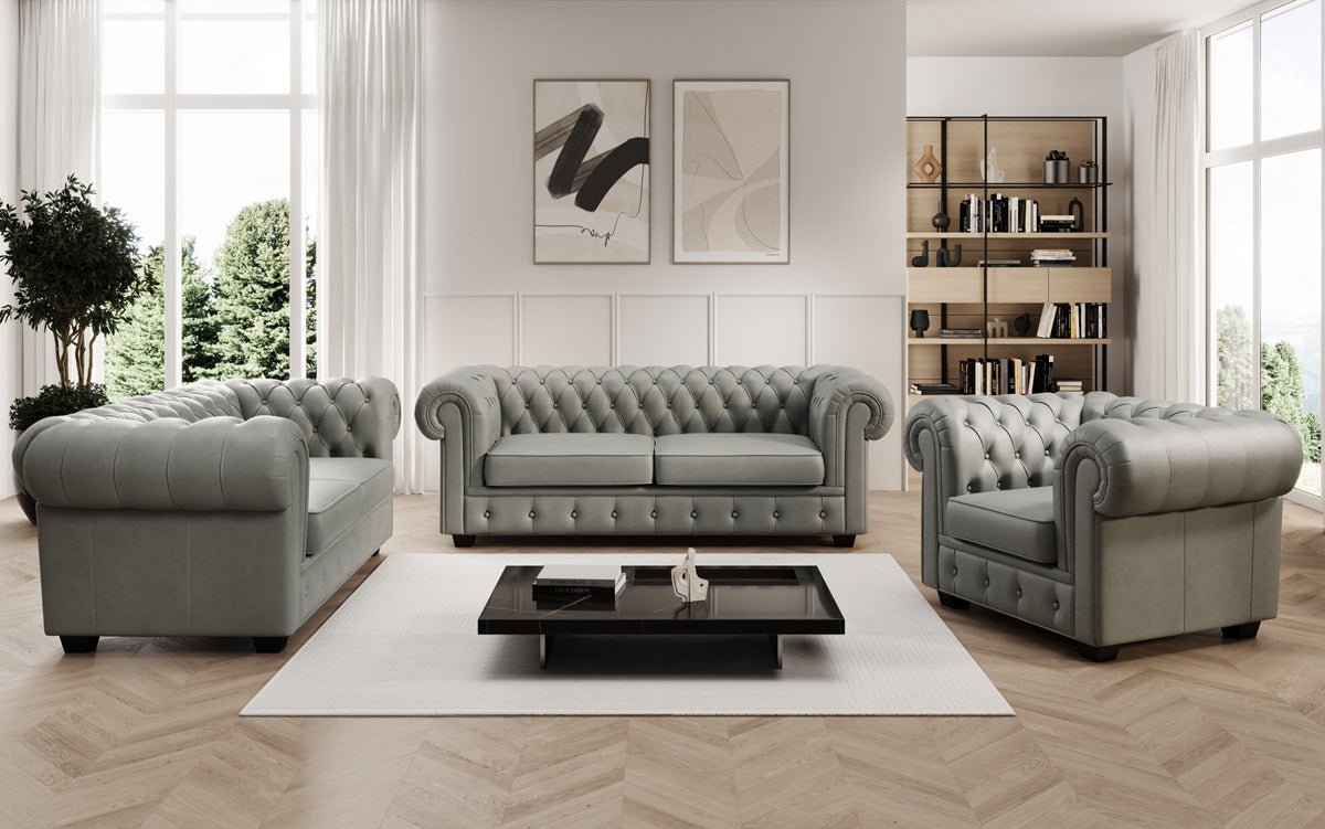 Chesterfield 2 Sitzer Sofa Royal in Echtleder