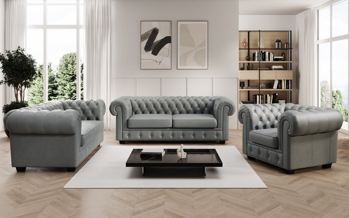 Chesterfield 2 Sitzer Sofa Royal in Echtleder