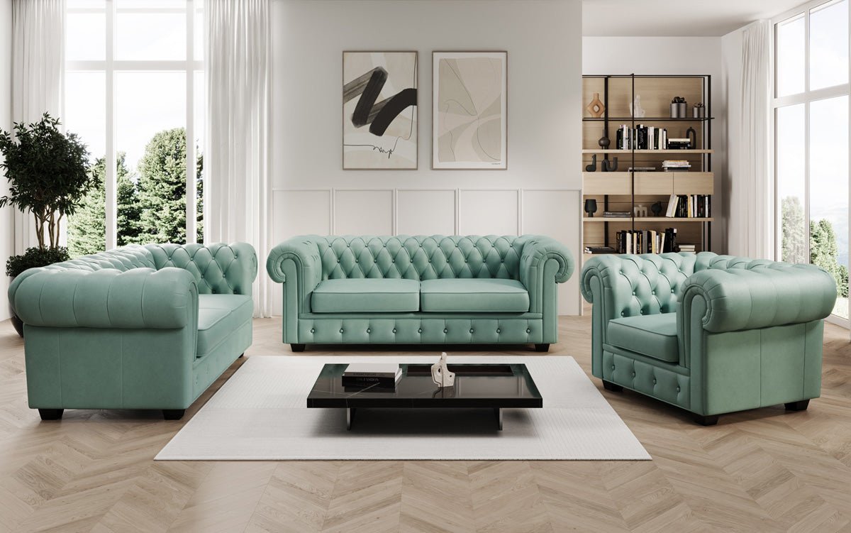 Chesterfield 2 Sitzer Sofa Royal in Echtleder