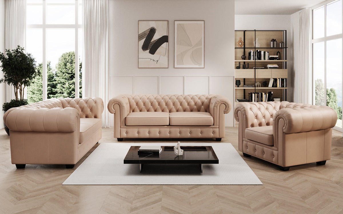 Chesterfield 2 Sitzer Sofa Royal in Echtleder