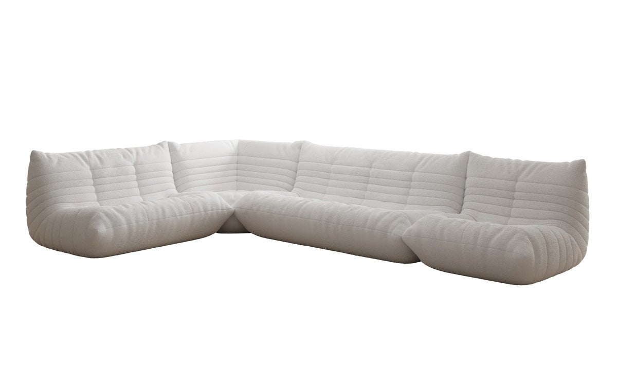 Designer Sofa Wohnlandschaft Calmo in Teddy Bouclé