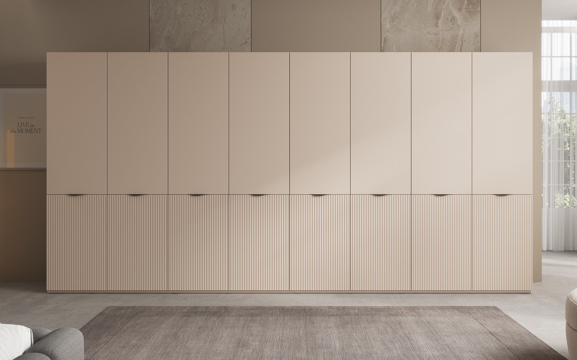 Modulo Faro XL – Viermoduliger Design-Kleiderschrank mit strukturierter MDF-Front