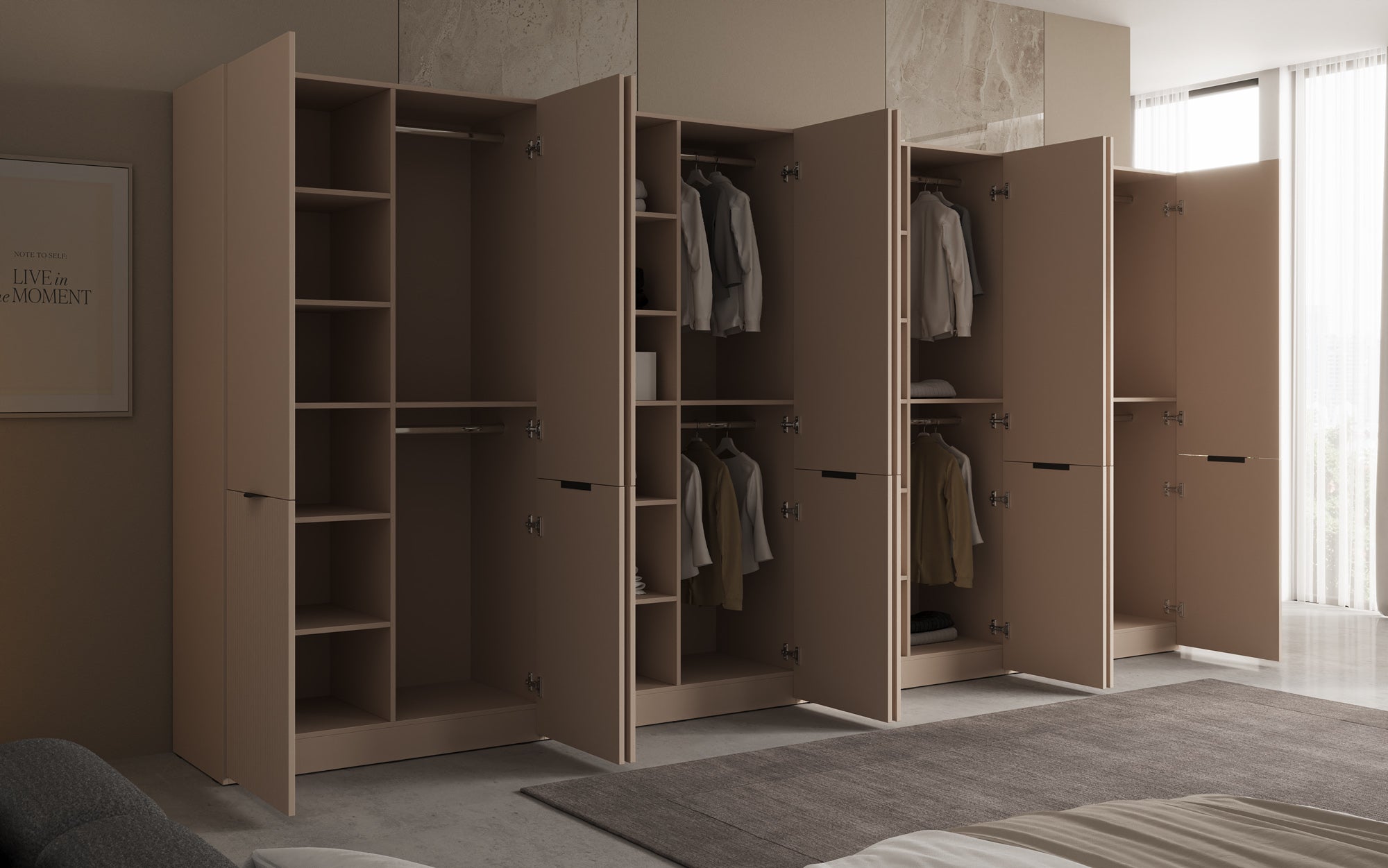 Modulo Faro XL – Viermoduliger Design-Kleiderschrank mit strukturierter MDF-Front