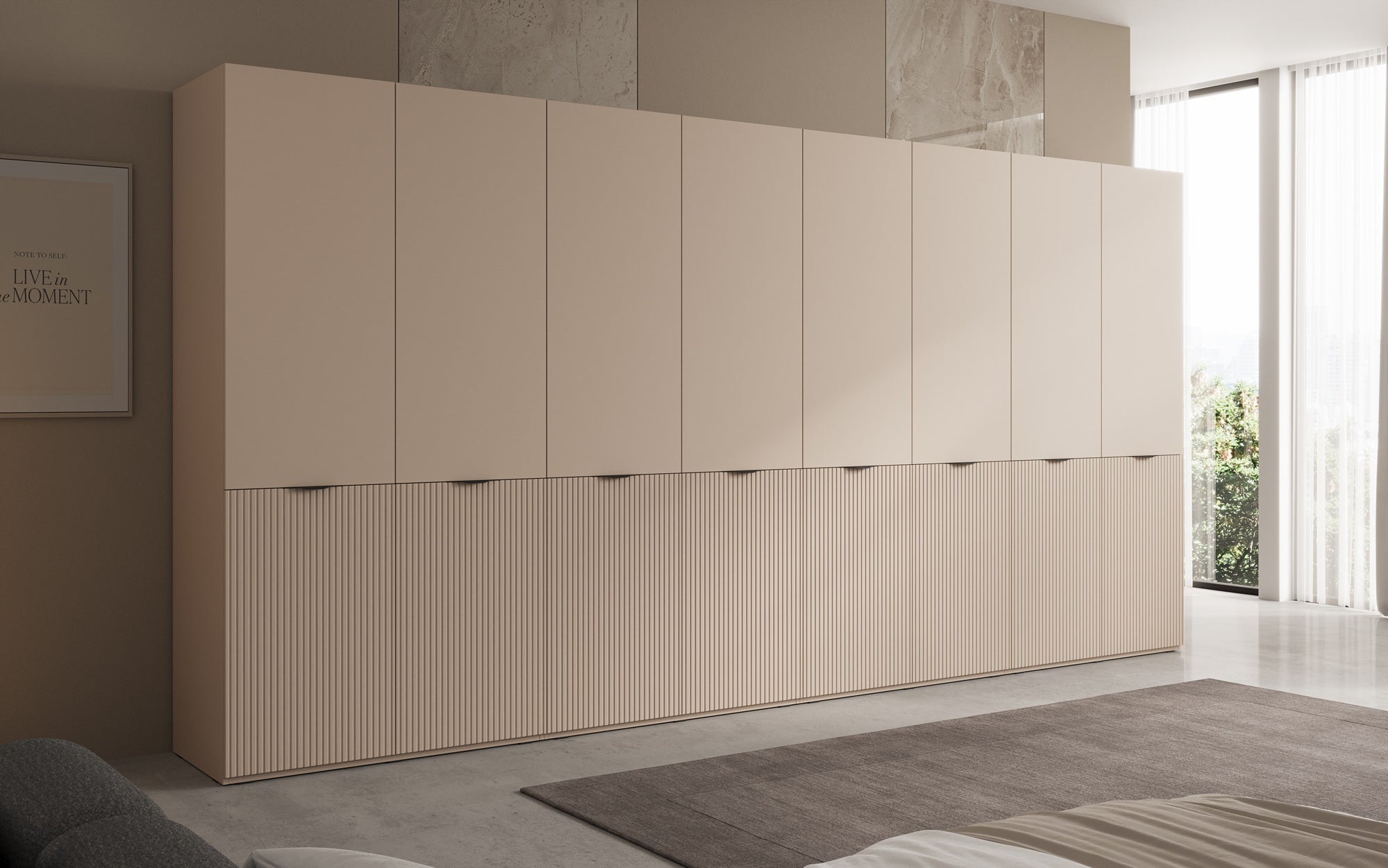 Modulo Faro XL – Viermoduliger Design-Kleiderschrank mit strukturierter MDF-Front