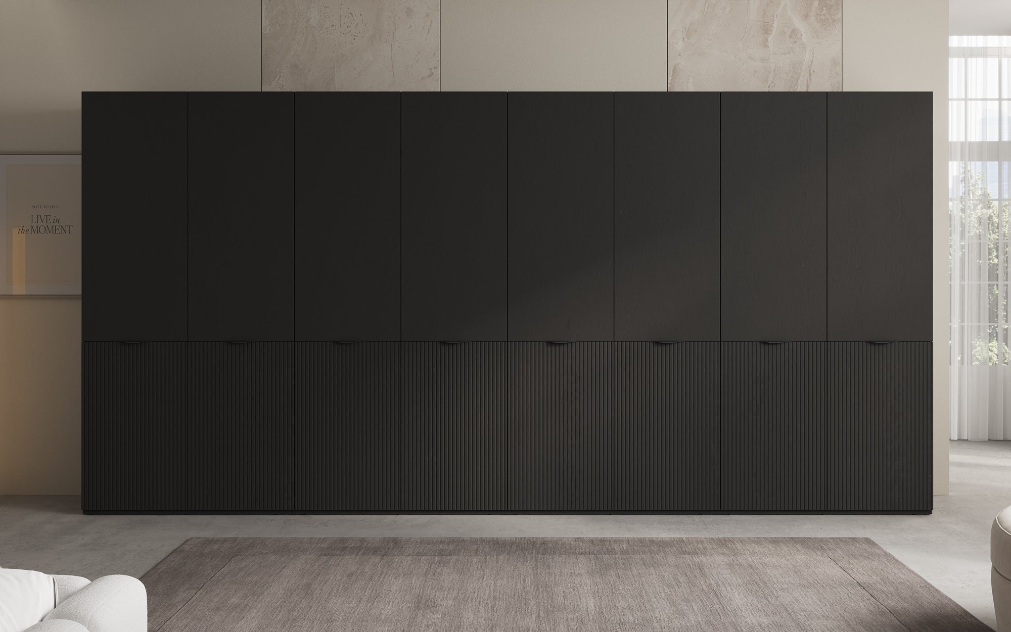 Modulo Faro XL – Viermoduliger Design-Kleiderschrank mit strukturierter MDF-Front