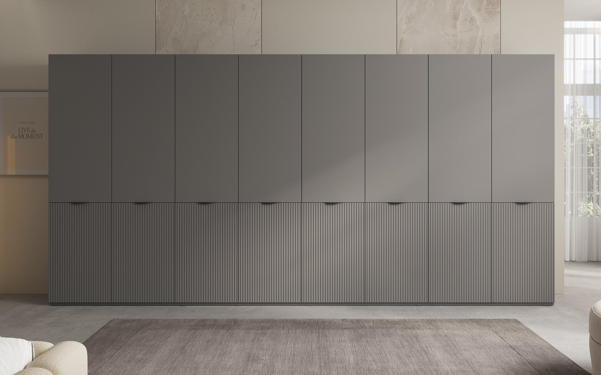 Modulo Faro XL – Viermoduliger Design-Kleiderschrank mit strukturierter MDF-Front