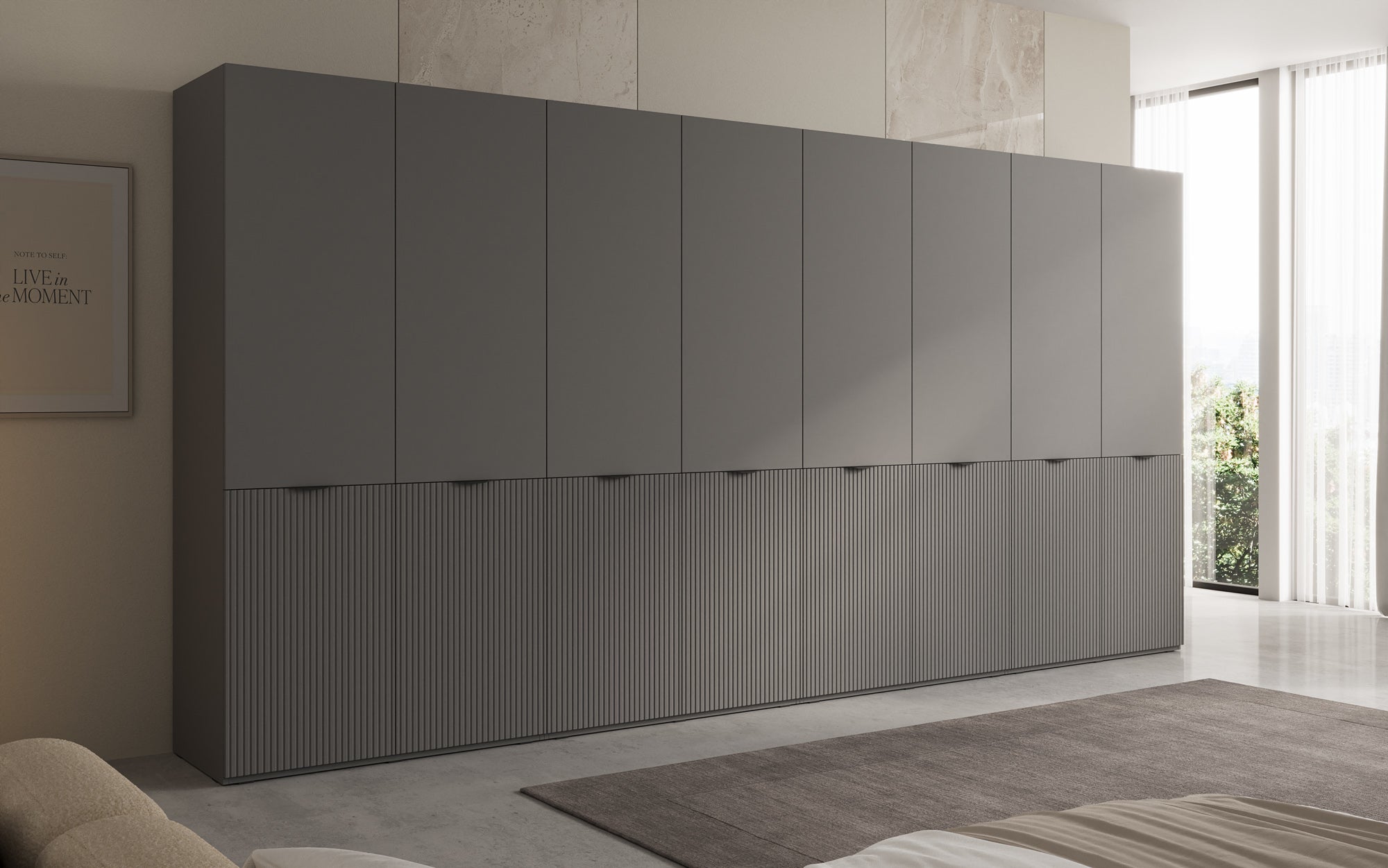 Modulo Faro XL – Viermoduliger Design-Kleiderschrank mit strukturierter MDF-Front