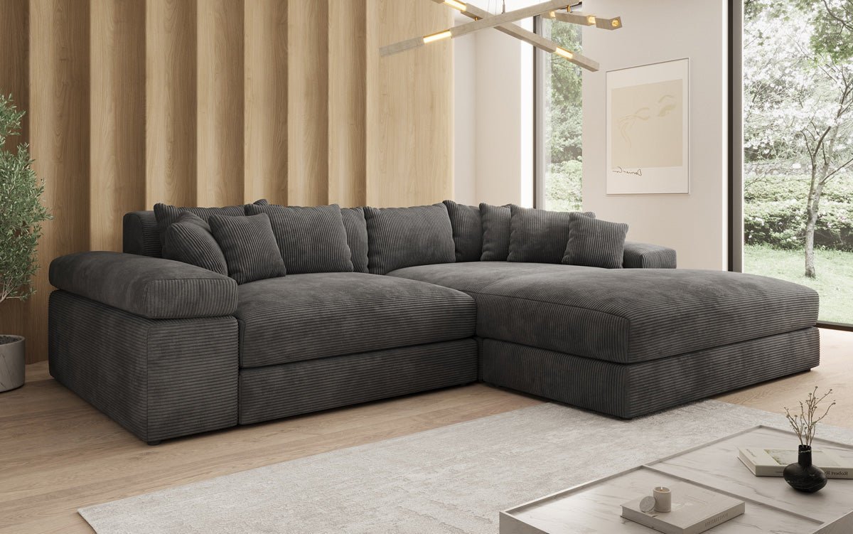 Designer Sofa Bernardo mit breiter Ottomane in Cord