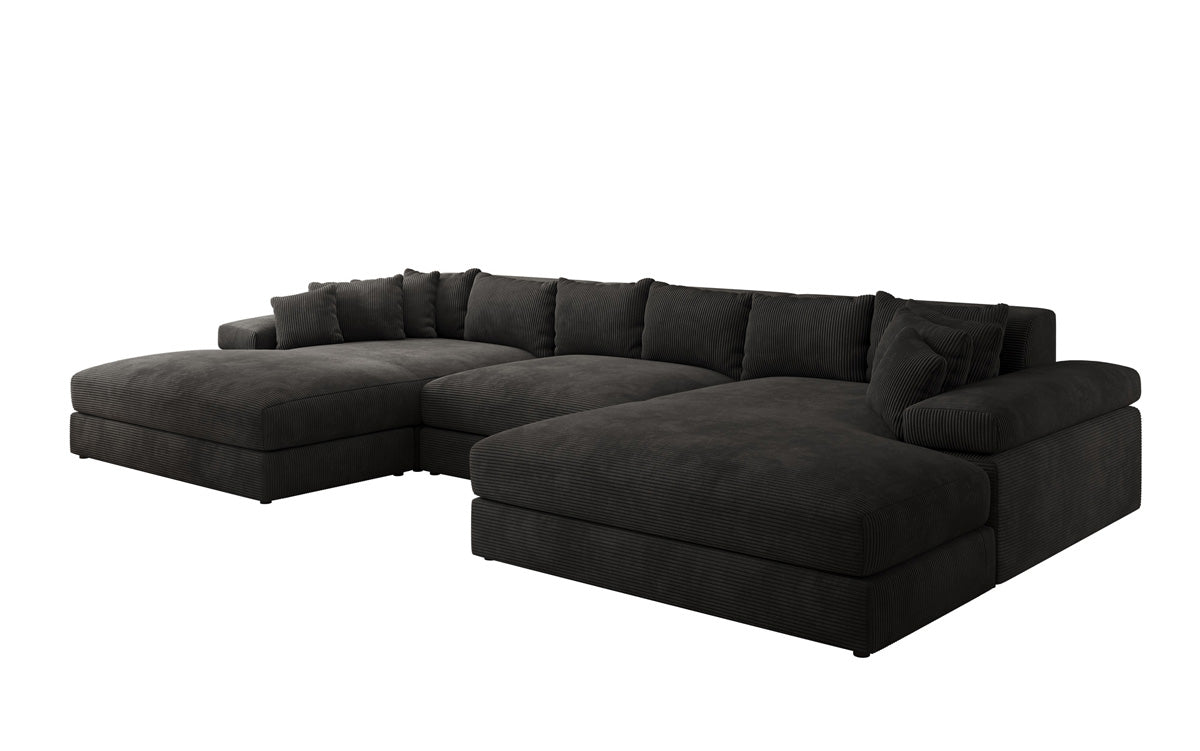 Designer Sofa Bernardo U mit breiter Ottomane in Cord