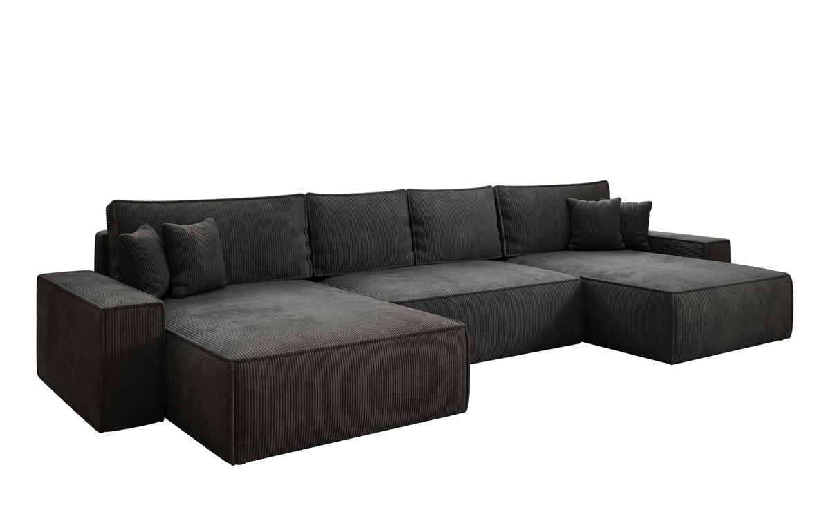 Designer Sofa Lunaro U mit Schlaffunktion und Stauraum in Cord