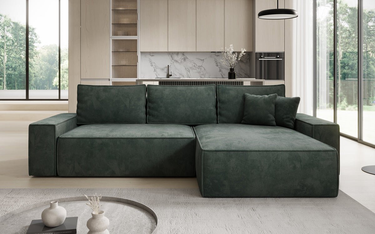 Designer Sofa Lunaro mit Schlaf- und Klappfunktion in Cord