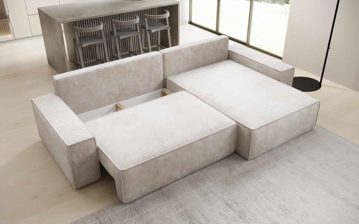 Designer Sofa Lunaro mit Schlaf- und Klappfunktion in Cord
