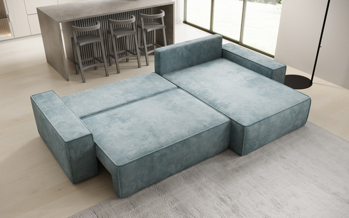 Designer Sofa Lunaro mit Schlaf- und Klappfunktion in Cord