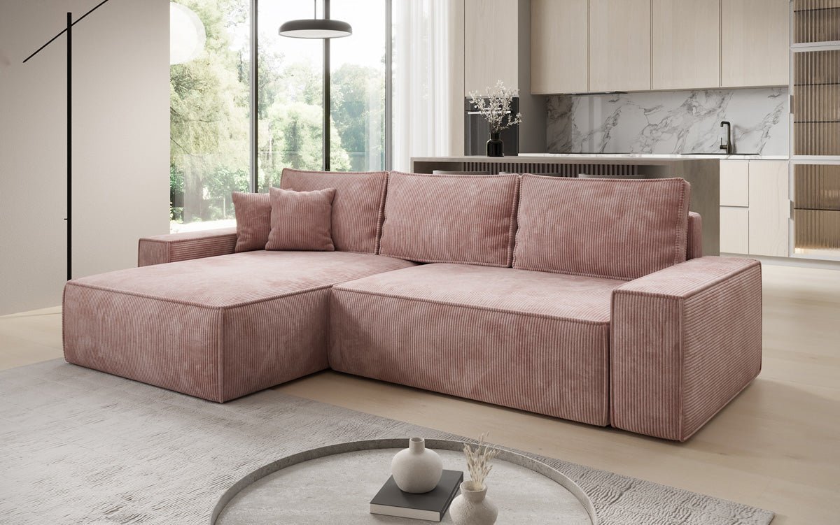 Designer Sofa Lunaro mit Schlaf- und Klappfunktion in Cord
