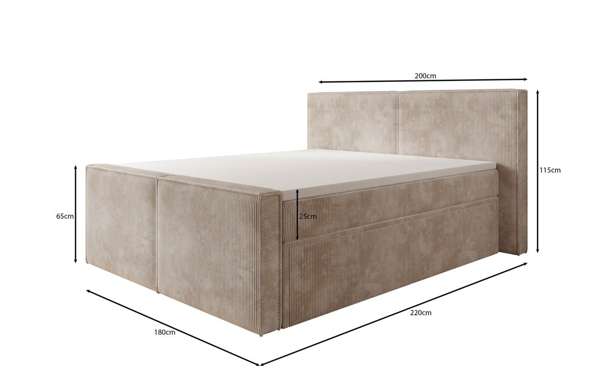 Boxspringbett Ophelia II mit Schubladen in Cord