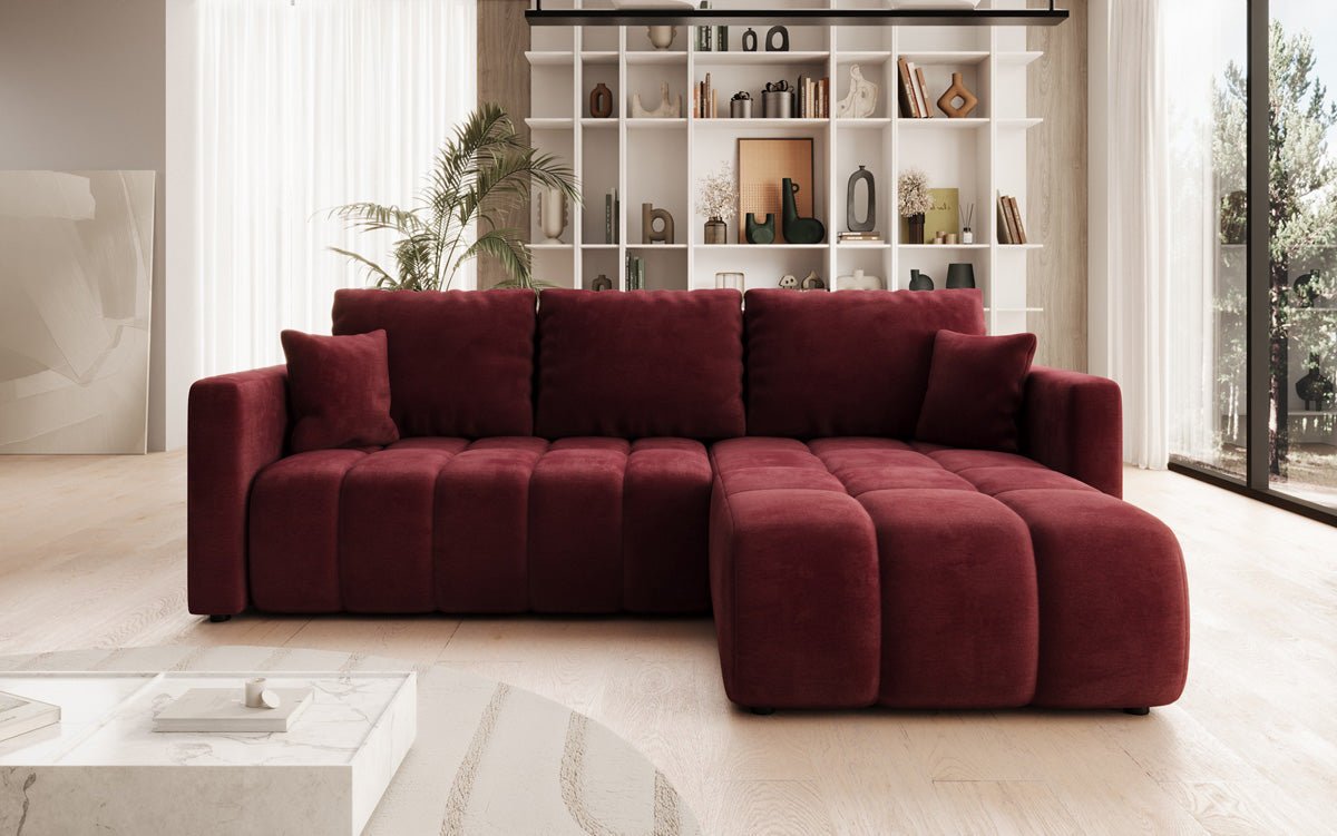 Designer Sofa Beatrice L mit Schlaf- und Klappfunktion in Samt
