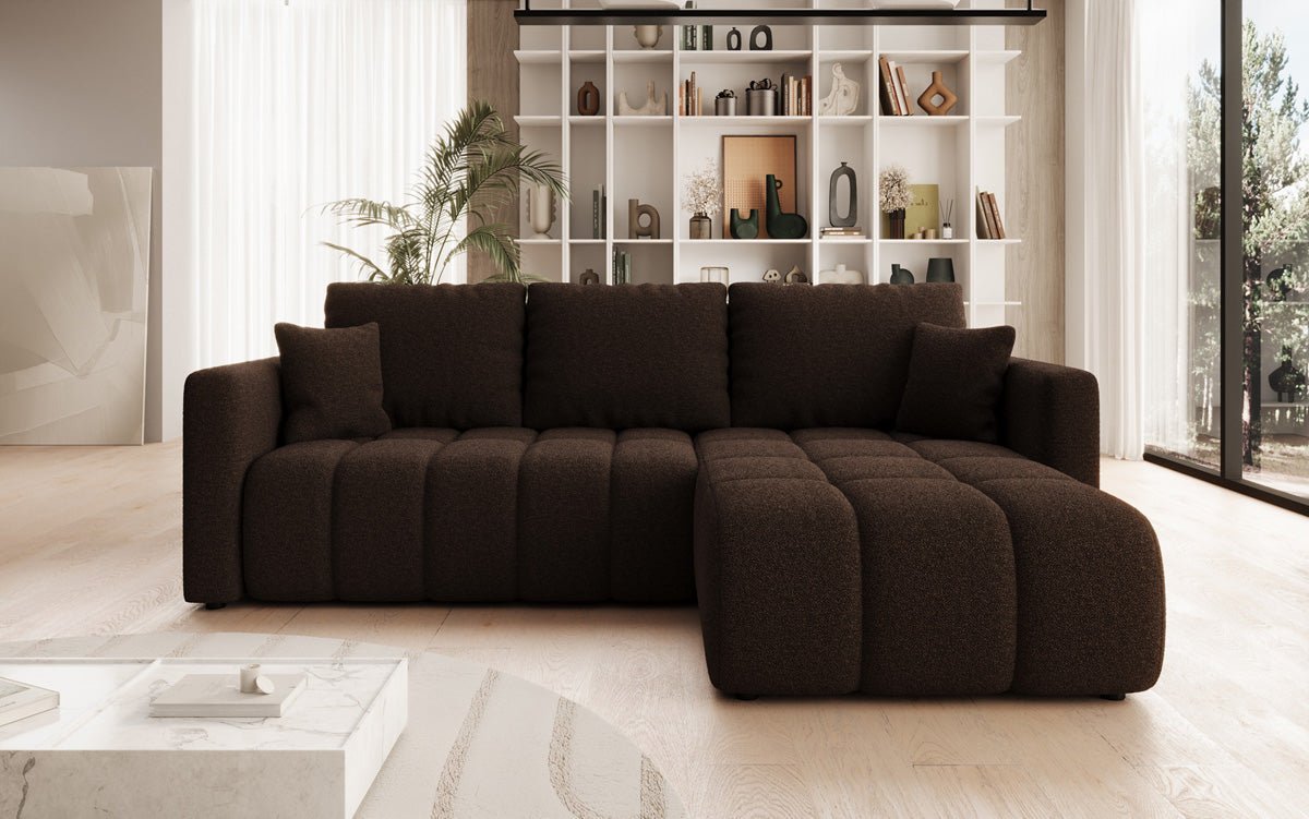 Designer Sofa Beatrice L mit Schlaf- und Klappfunktion in Bouclé