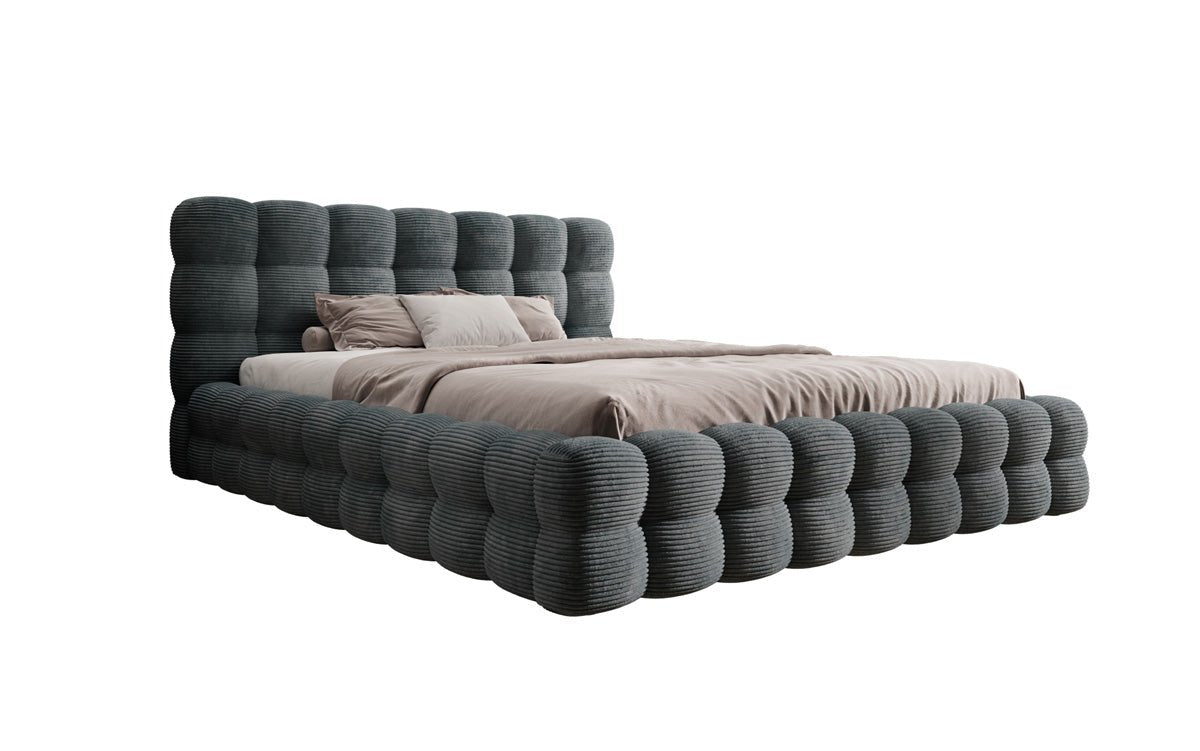 Designer Polsterbett Calimo in Cord mit Stauraum