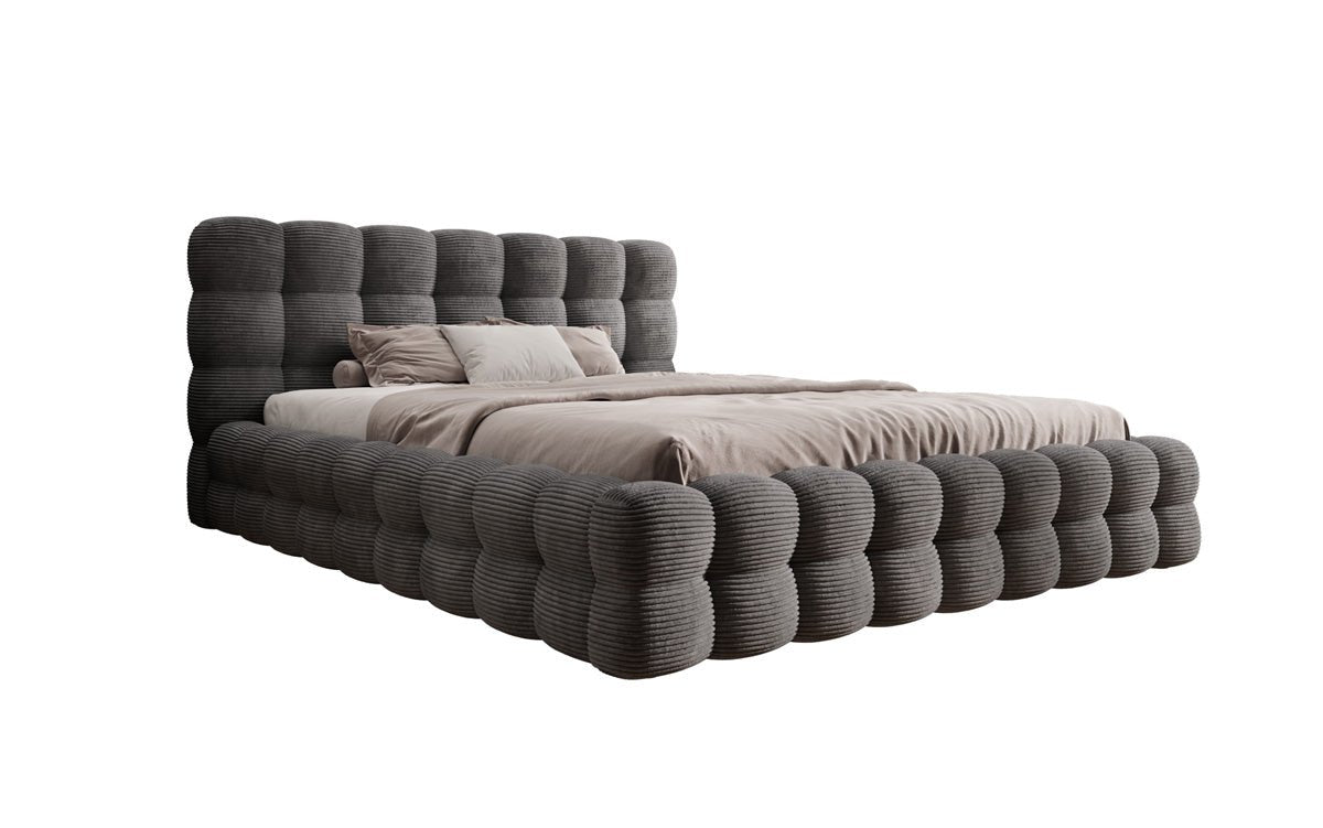 Designer Polsterbett Calimo in Cord mit Stauraum