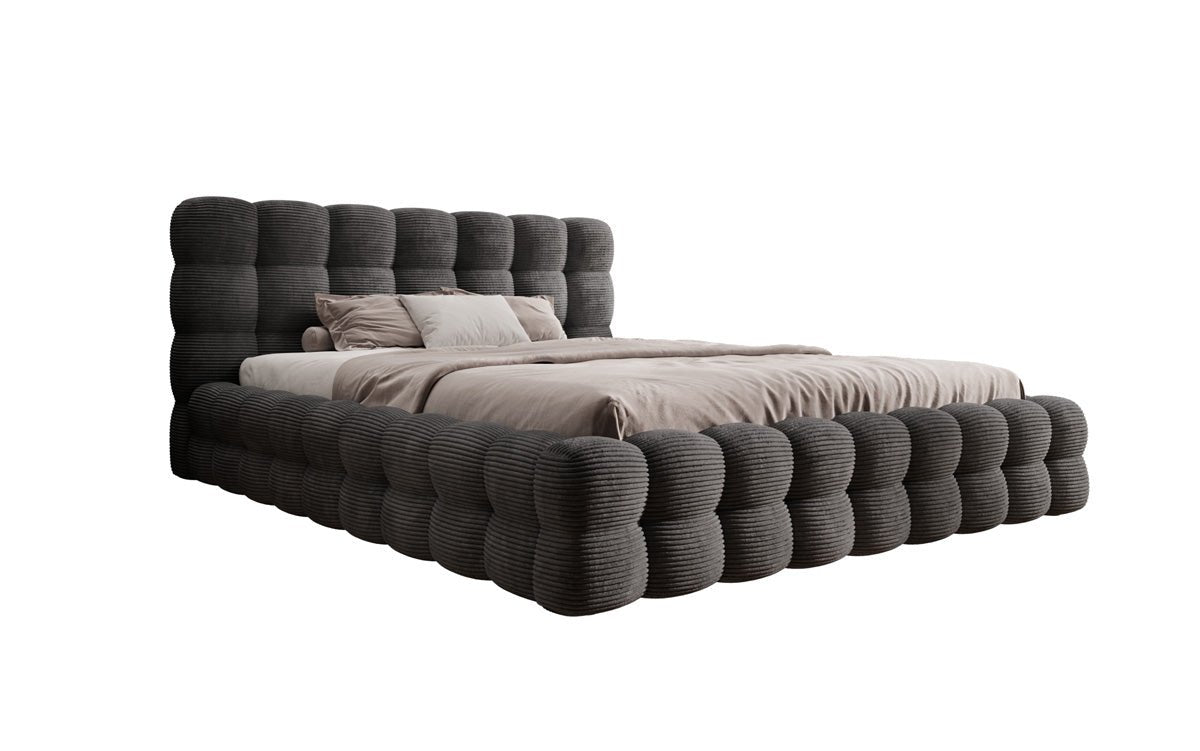 Designer Polsterbett Calimo in Cord mit Stauraum