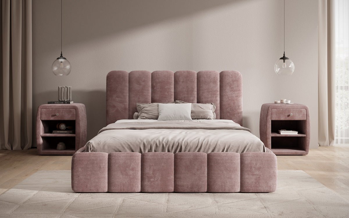 Designer Polsterbett Velaro in Cord mit Stauraum