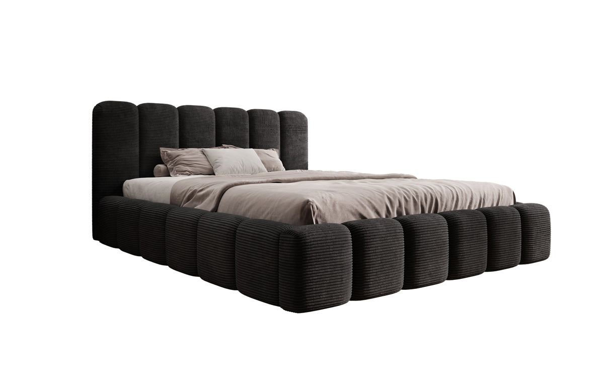 Designer Polsterbett Tevara in Cord mit Stauraum