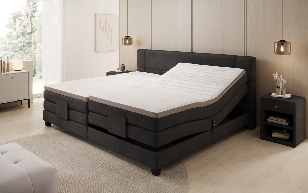 Familien Boxspringbett Noela 220/240x200 elektrisch verstellbar in Samt