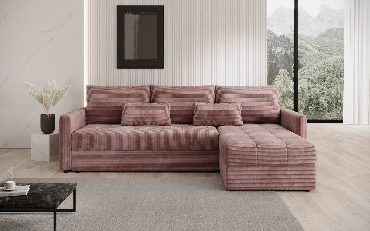 Designer Sofa Roma in Cord mit Schlaf- und Klappfunktion