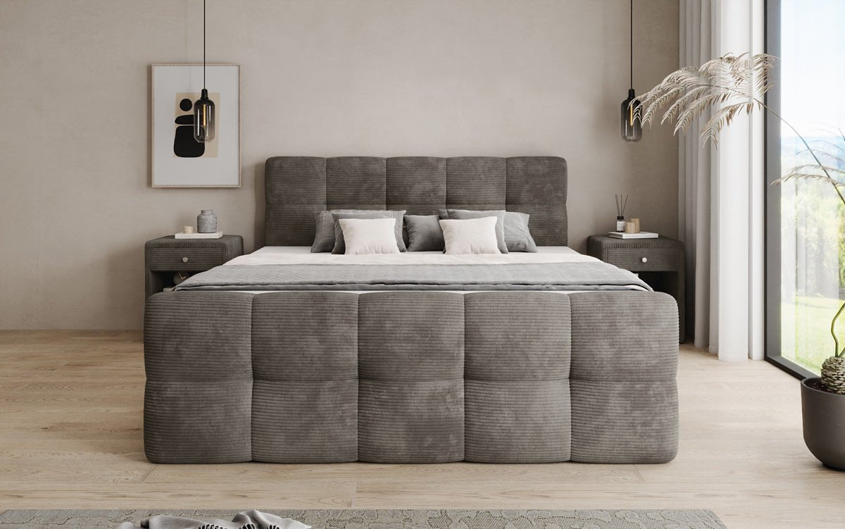 Boxspringbett Cozy in Cord mit Stauraum