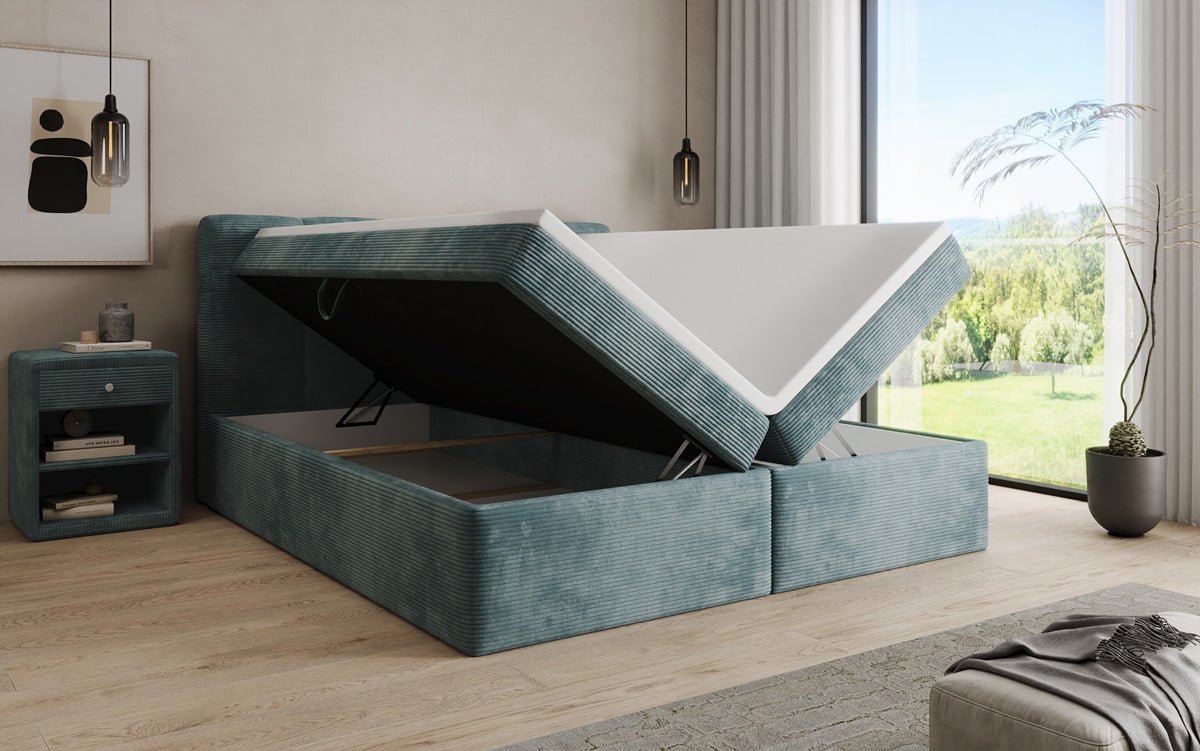 Boxspringbett Cozy II in Cord mit Stauraum