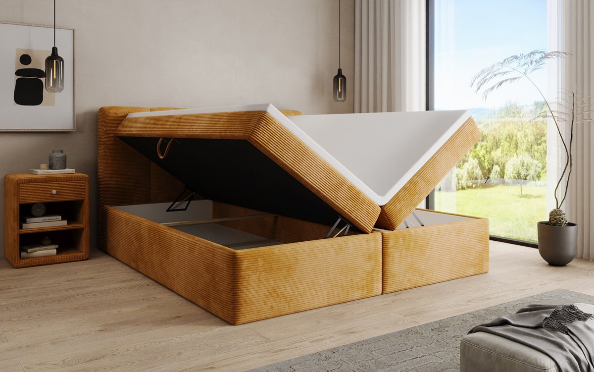 Boxspringbett Cozy II in Cord mit Stauraum
