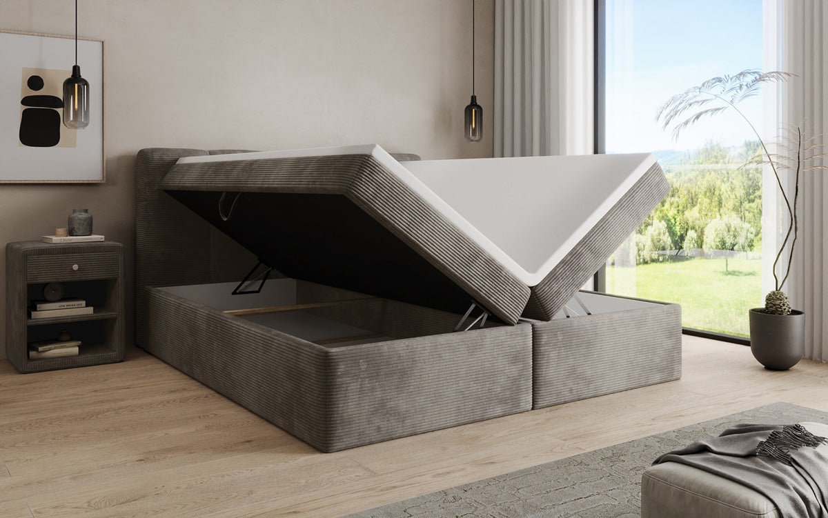Boxspringbett Cozy II in Cord mit Stauraum