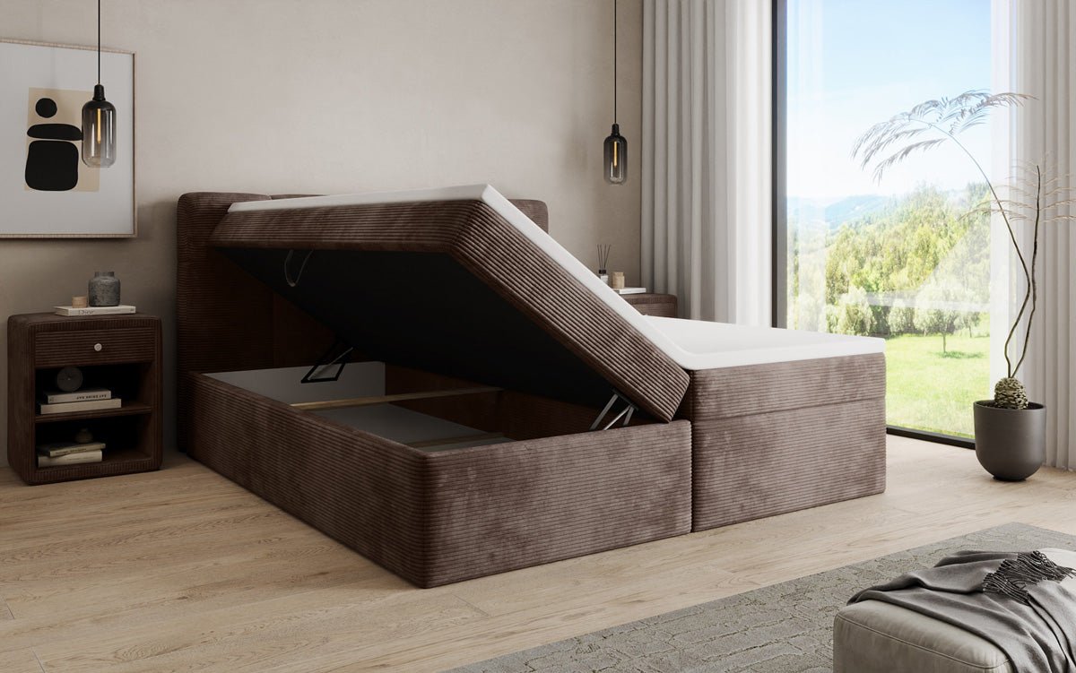Boxspringbett Cozy II in Cord mit Stauraum