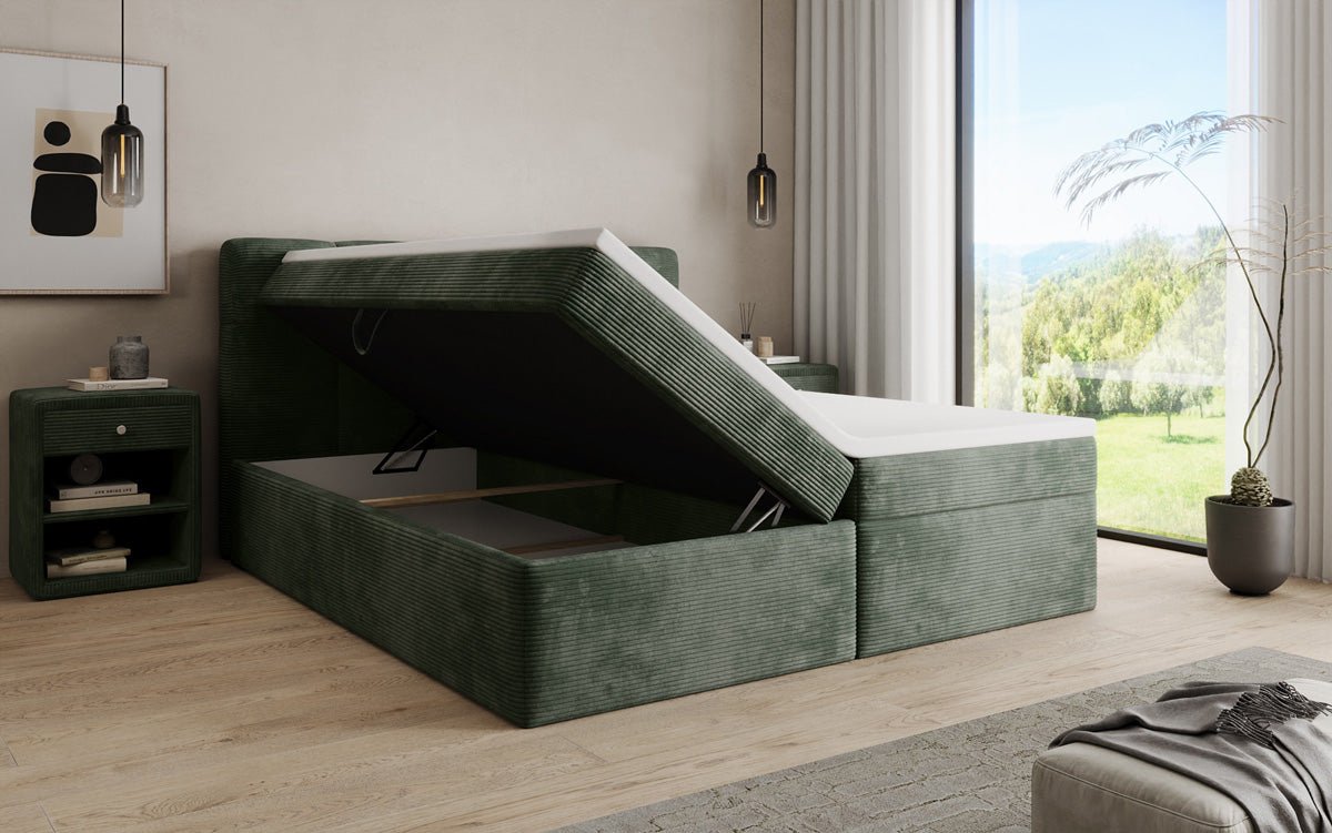 Boxspringbett Cozy II in Cord mit Stauraum