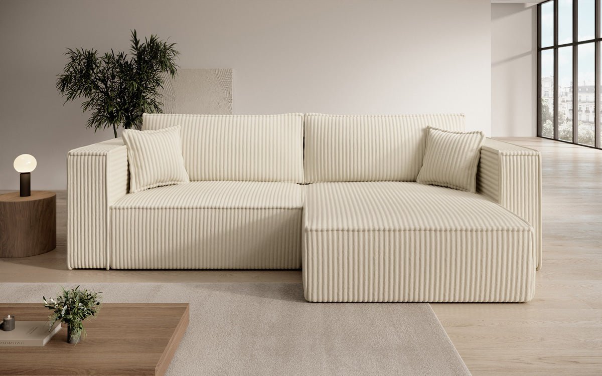 Designer Sofa Paris in breitem Cord mit Schlaf- und Klappfunktion