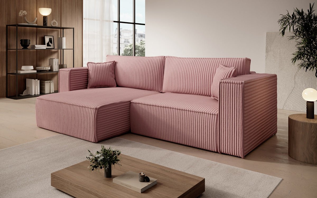 Designer Sofa Paris in breitem Cord mit Schlaf- und Klappfunktion