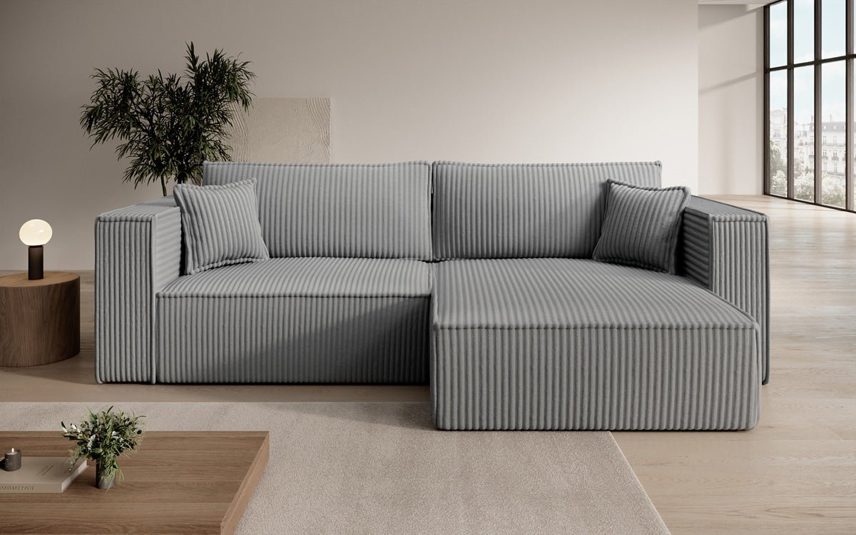 Designer Sofa Paris in breitem Cord mit Schlaf- und Klappfunktion