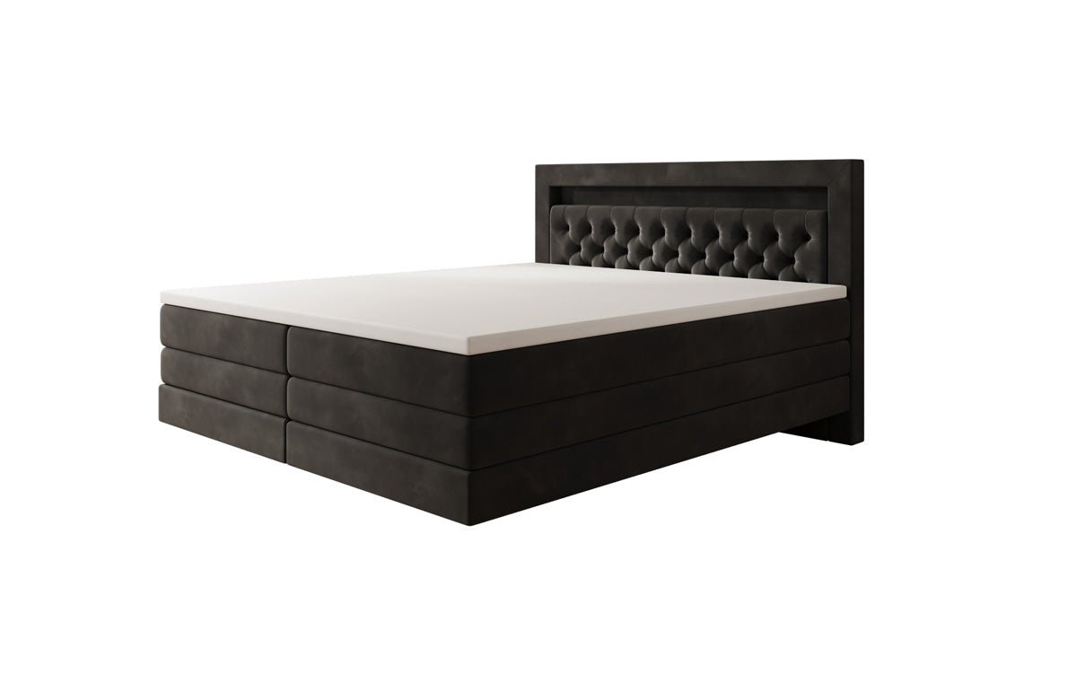 Boxspringbett Menzogna mit Schwebeoptik und LED in Samt