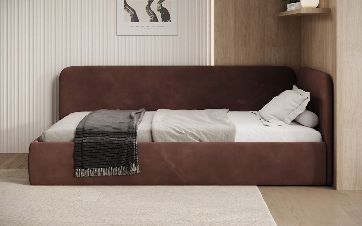 Designer Polsterbett/Gästebett/Sofa Cleo mit Stauraum