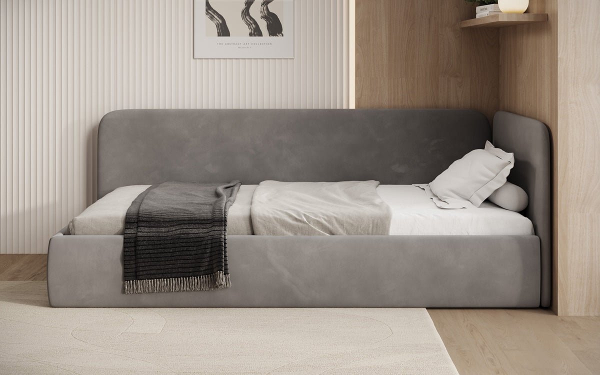 Designer Polsterbett/Gästebett/Sofa Cleo mit Stauraum