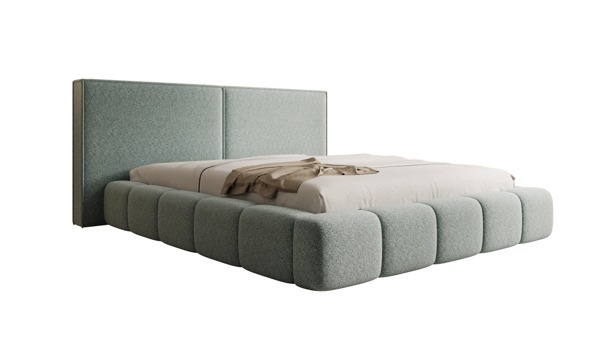 Designer Polsterbett Elise in Strukturstoff mit Stauraum