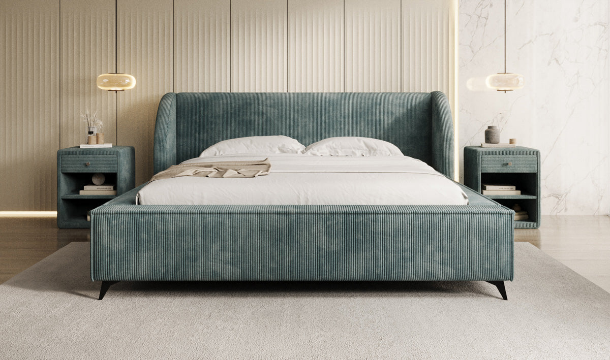 Designer Polsterbett Freya Cord mit Stauraum