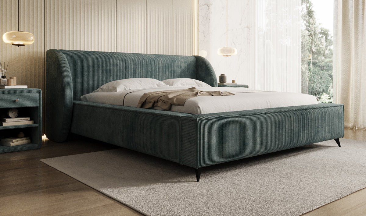 Designer Polsterbett Freya Cord mit Stauraum