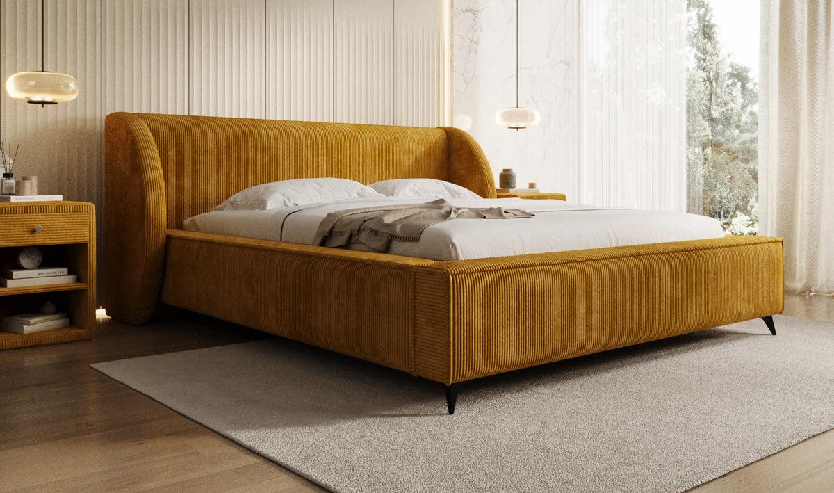 Designer Polsterbett Freya Cord mit Stauraum