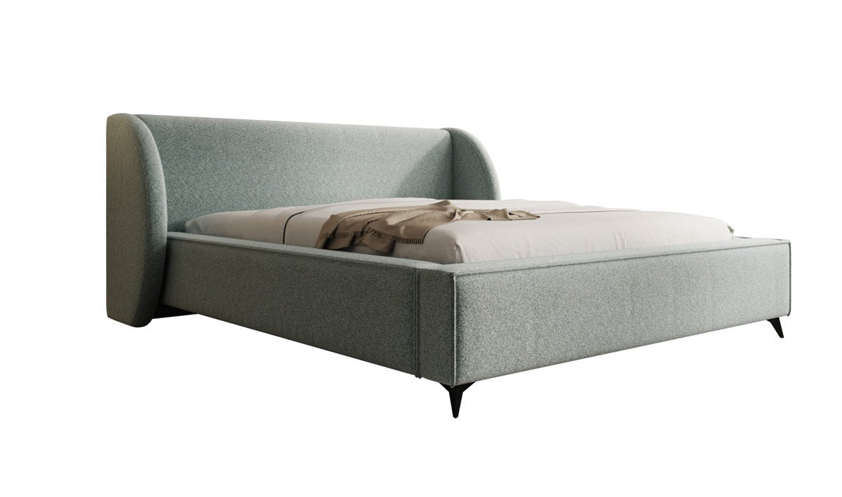 Designer Polsterbett Freya in Strukturstoff mit Stauraum