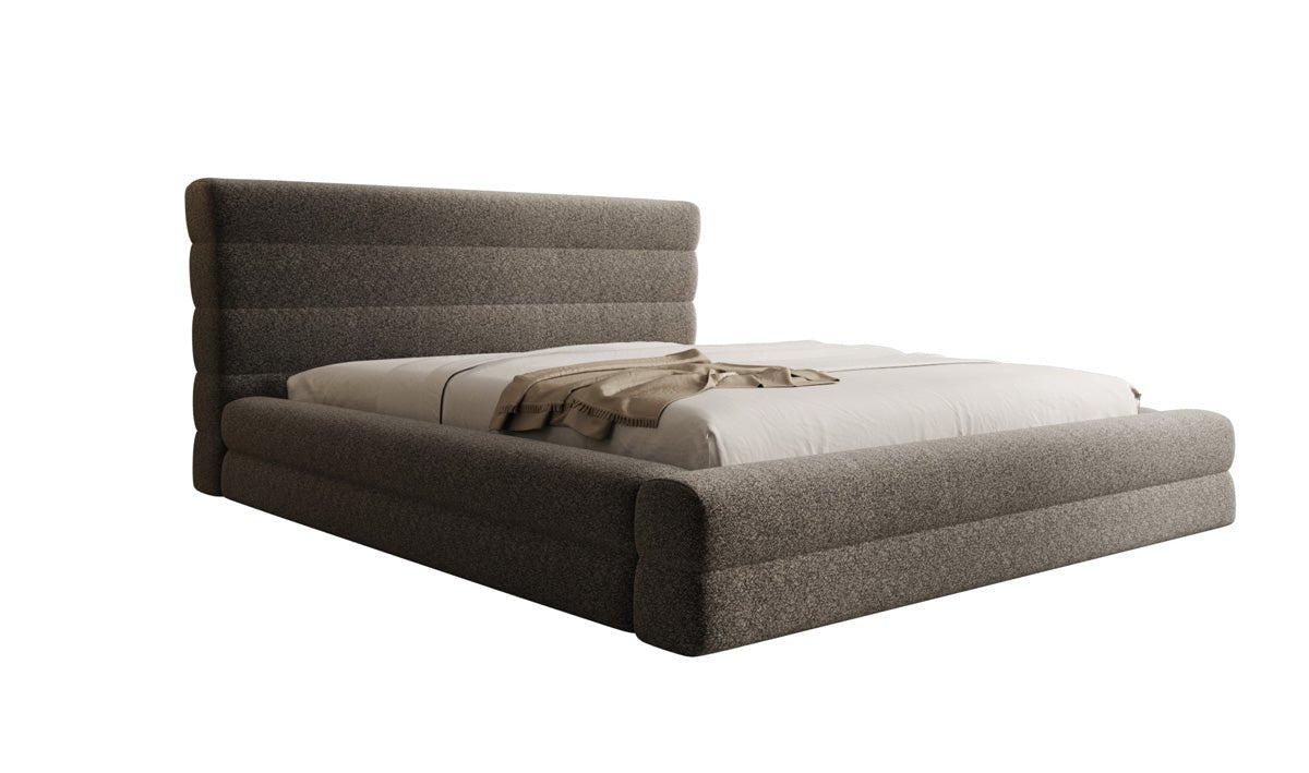 Designer Polsterbett Maren in Strukturstoff mit Stauraum